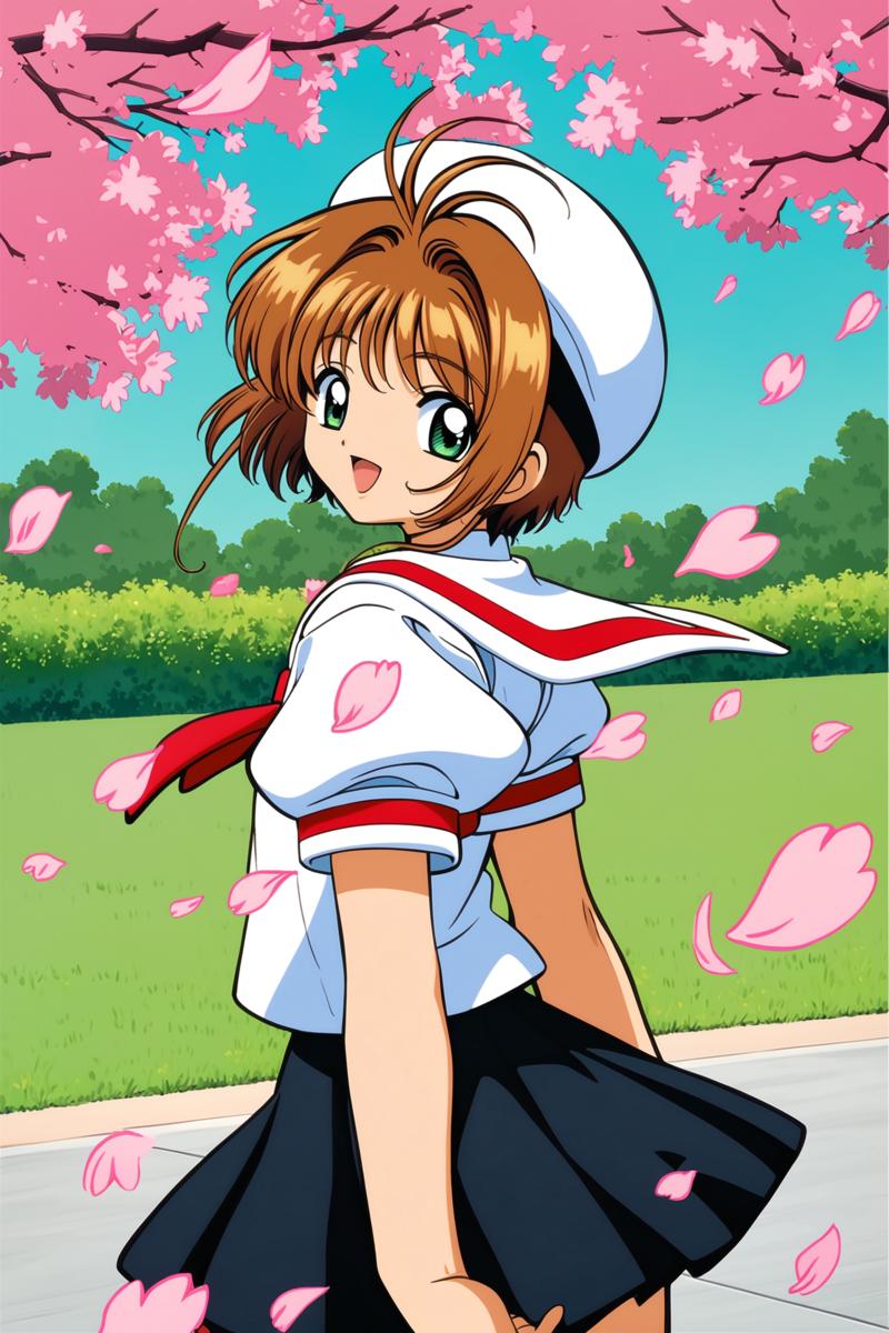 35196-3799774999-Card Captor Sakura Anime Style,_1girl,kinomoto sakura,solo,tomoeda elementary school uniform,green eyes,brown hair,skirt,school.png